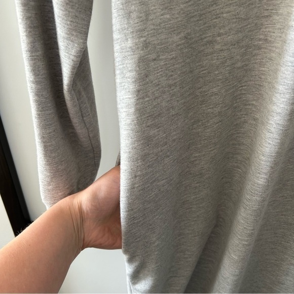 [S] Kyodan Women’s Cozy Fall Light Grey Rip Snap Button Long Sleeve Midi Dress - Picture 7 of 11